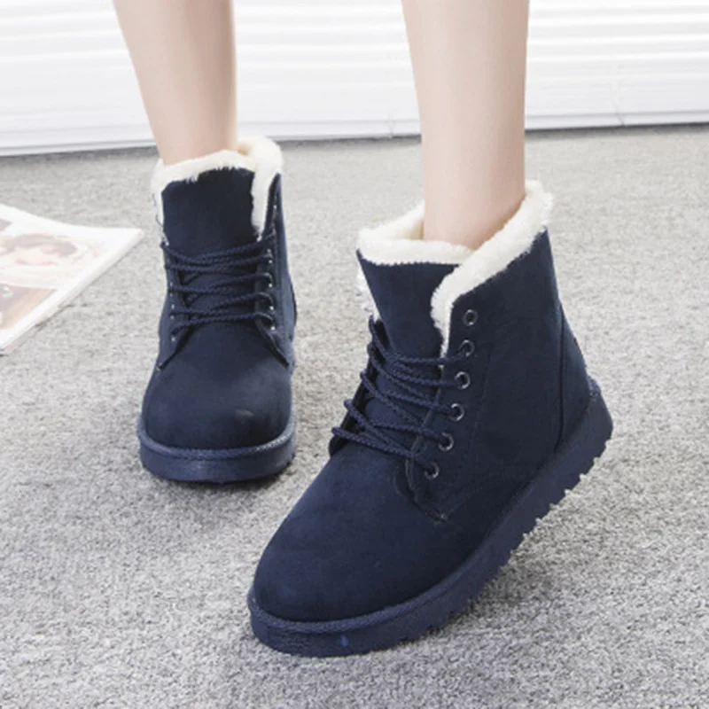 Fluffy Snow Boots Thick Fleece Lined Warm Women Winter Ankle Boots