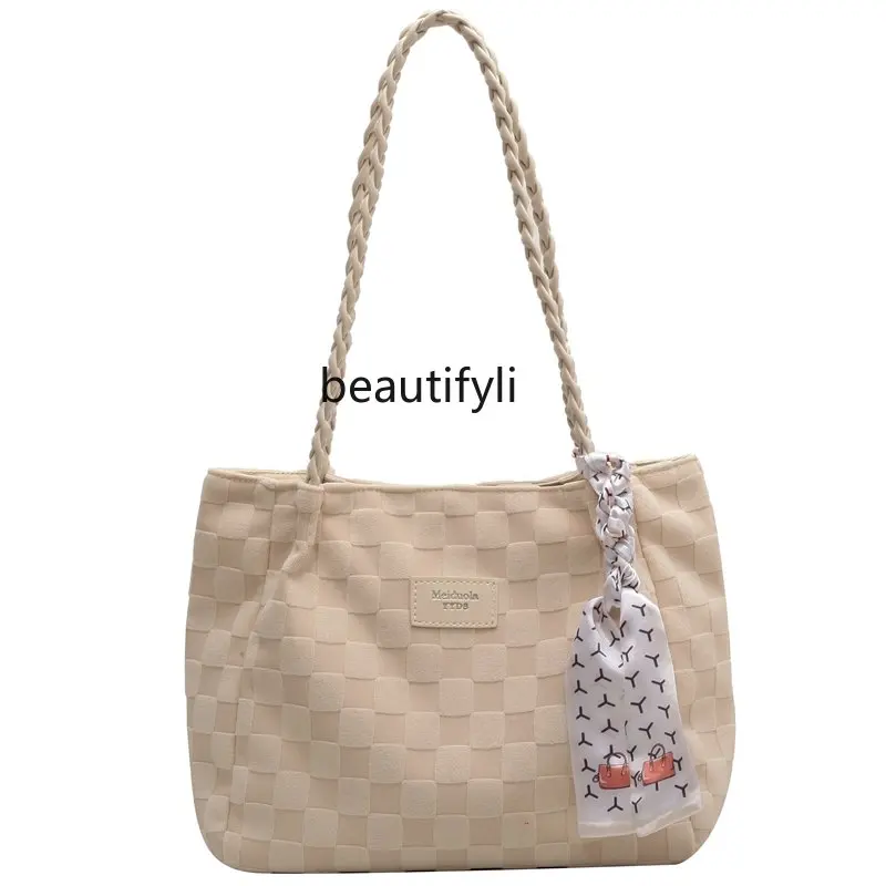 

zq Large Capacity Bag Women's Casual All-Match Canvas Shoulder Bag Advanced Texture Class Commuter Bag