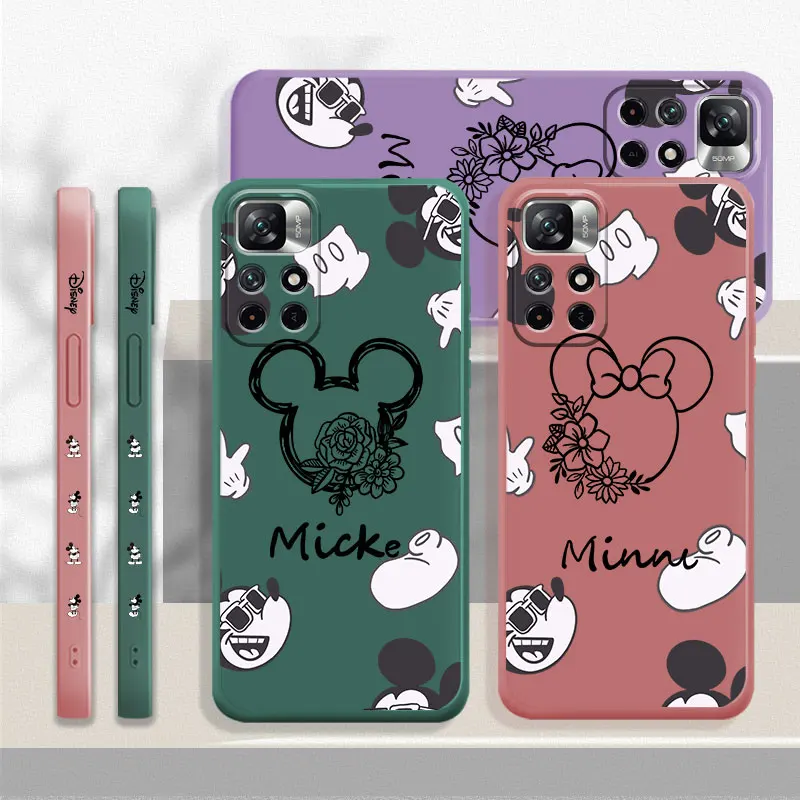 

Slim Fit Mickey Minnie Mouse Liquid Phone Case For Redmi 9T 10 9C K40 9 9S K30 Note 10 Pro 9A 8 11 11S 10C