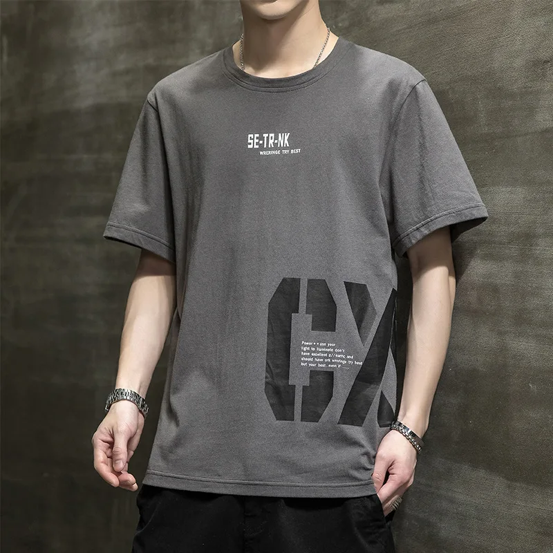 

2023HOT T-shirt men's summer 2021 new trendy brand trend cotton casual half-sleeved clothes loose Korean compassionate