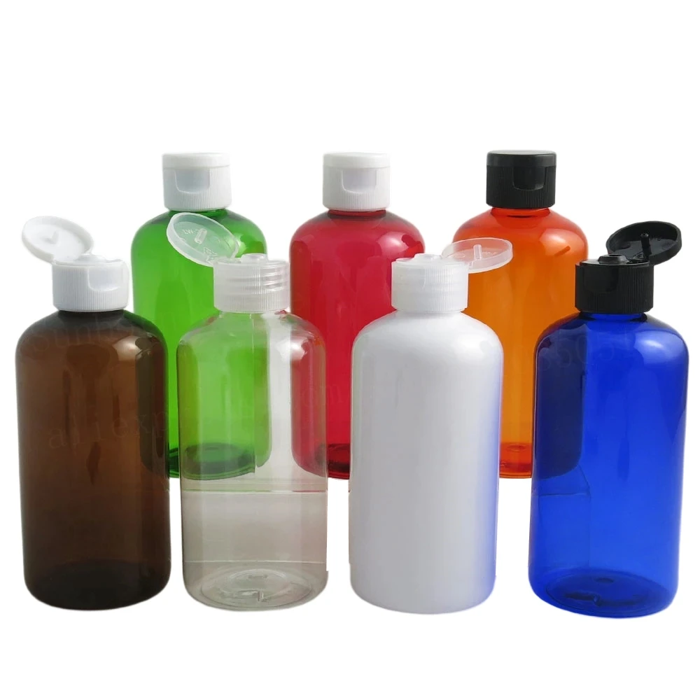 

500 шт. 220 мл пустые пластиковые косметические контейнеры Янтарный Белый синий зеленый красный оранжевый прозрачный флакон для мороженого с PP откидной крышкой