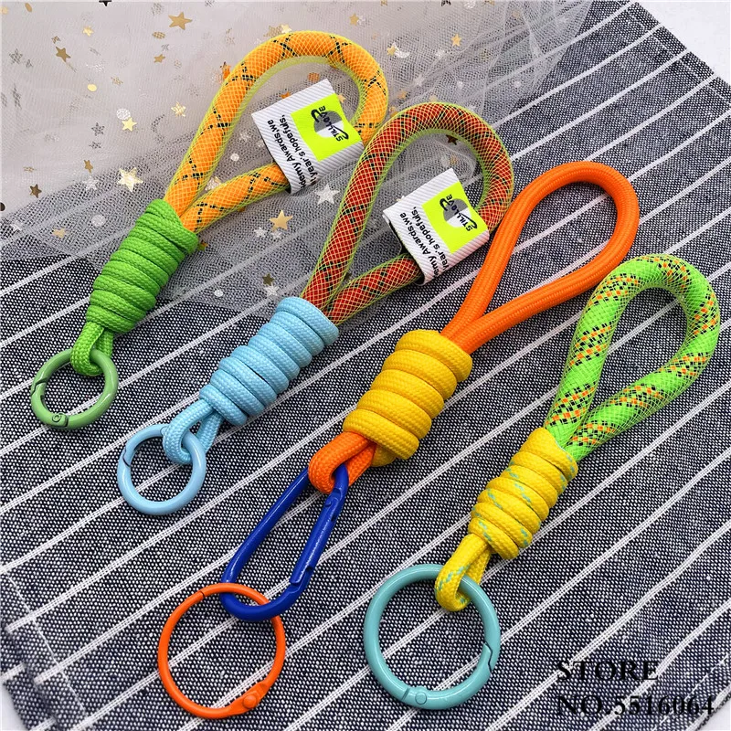 Fashion Fluorescent Color Lanyard Strap For Keys Label Tide Cool Phone Case For iPhone Backpack Cute Hand Straps Short Rope