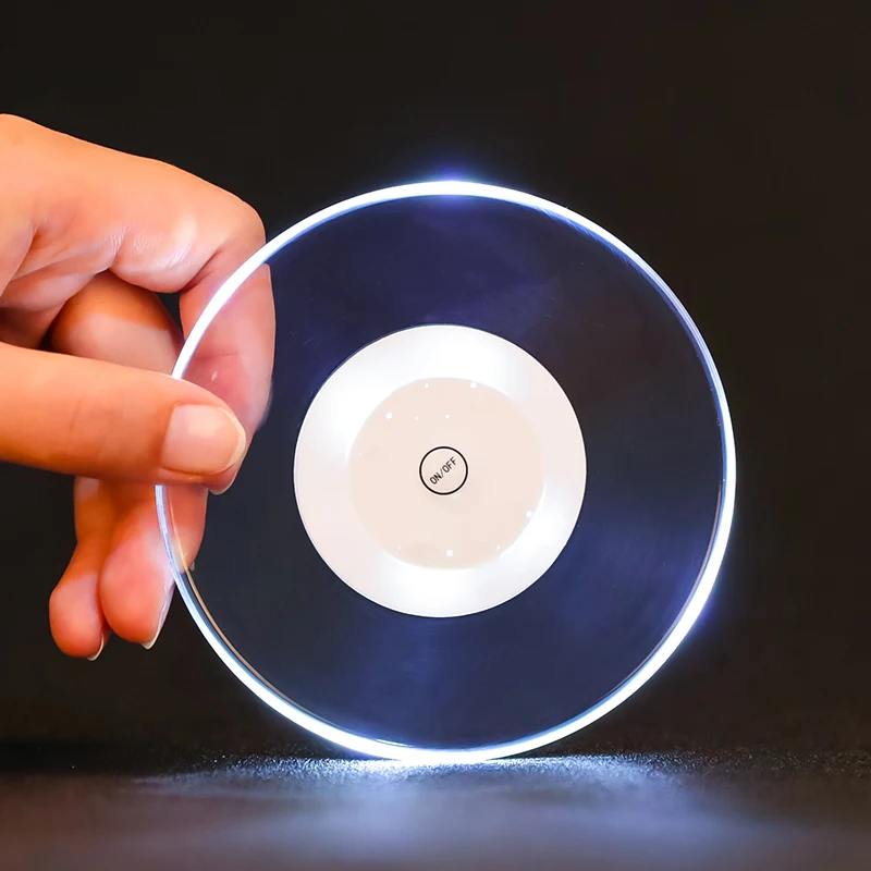 

Acrylic Crystal Ultra-thin LED Night Light Emitting Cocktail Coaster Lights Bar Mixing Luminous Colorful Coaster Night Lamp