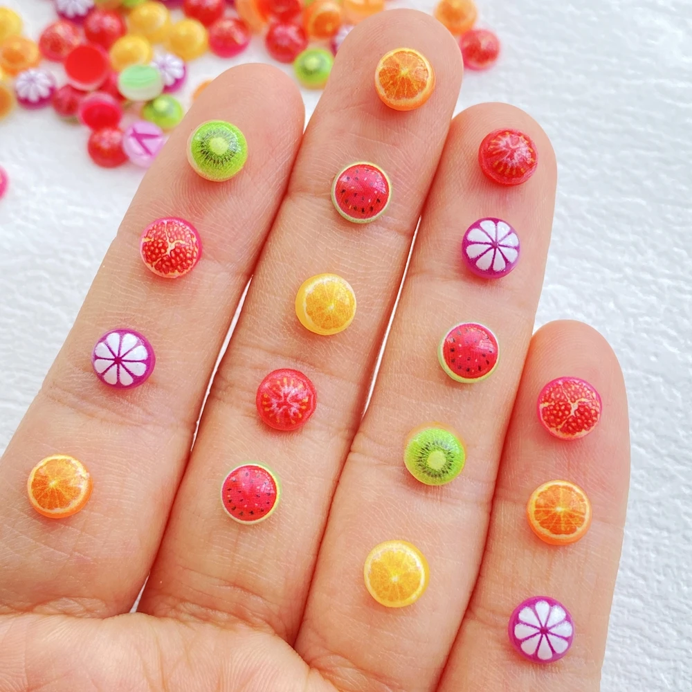 50 шт. милые мини-красочные апельсины из смолы арбузы киви с плоской задней частью
