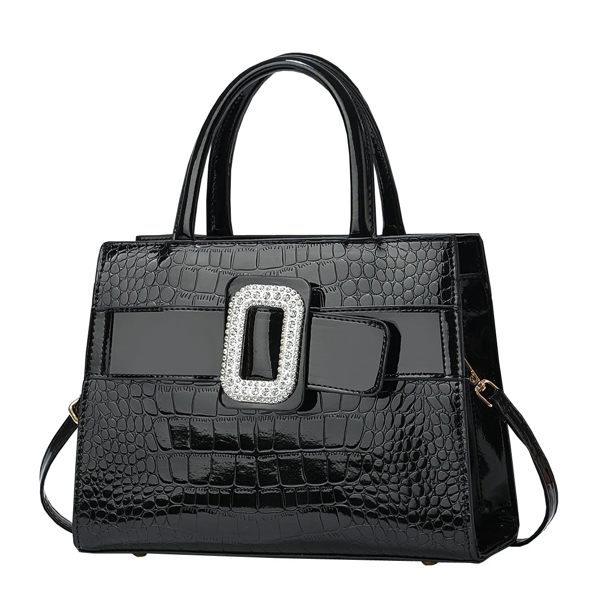 Сумка женская с алмазной вставкой роскошный саквояж-мессенджер из твердой кожи