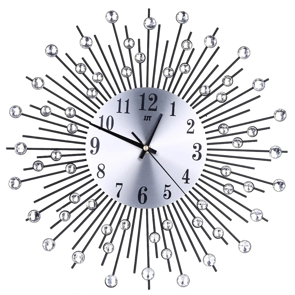 

3D Wall Clock Diamonds Decorative Clock Wall Clock Living Room Decor Quiet Quartz Clocks Modern Minimalist Clocks (Black)