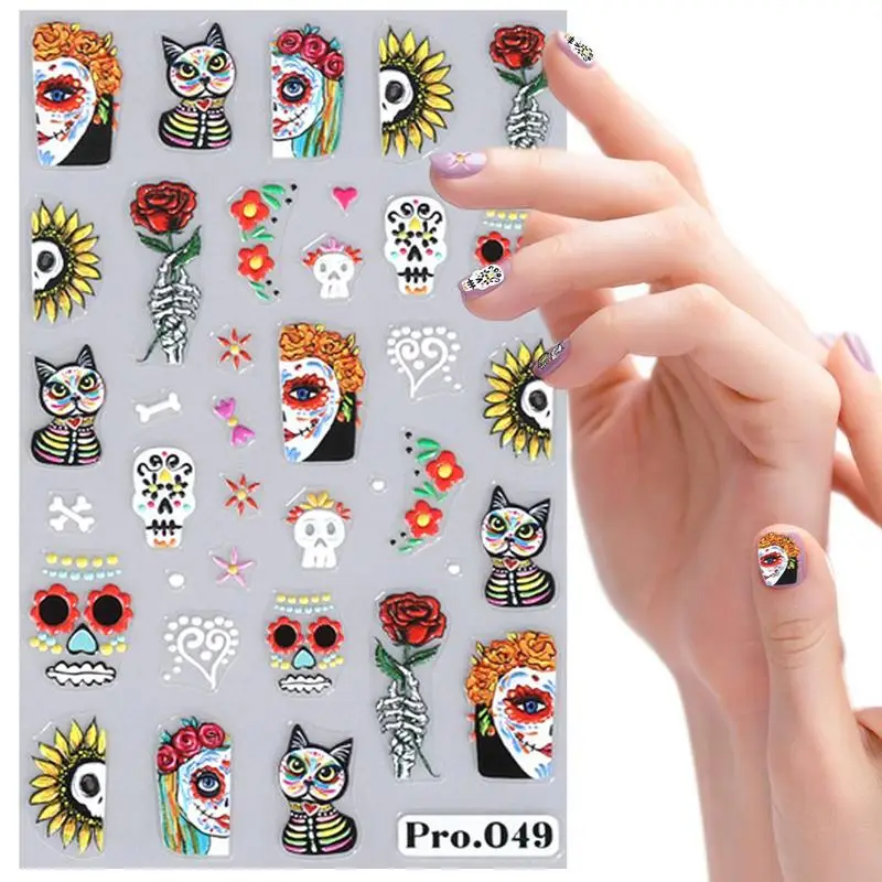 

Готические наклейки для ногтей, самоклеящиеся наклейки для ногтей, декор для девочек, самодельный декор для ногтей, 5D стереоскопические тисненые наклейки для ногтей