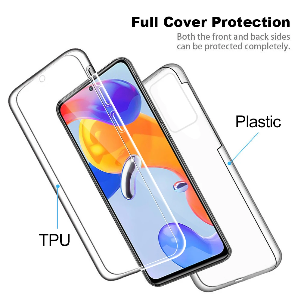 360 полностью прозрачный чехол для Xiaomi Redmi Note 11 Pro Plus 5G мягкий силиконовый 10 Max 10S 11S