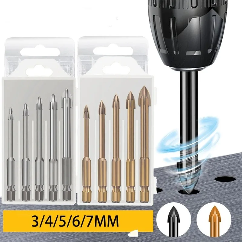 

Набор сверл для стекла, керамики, бетона, карбида, 5 шт.