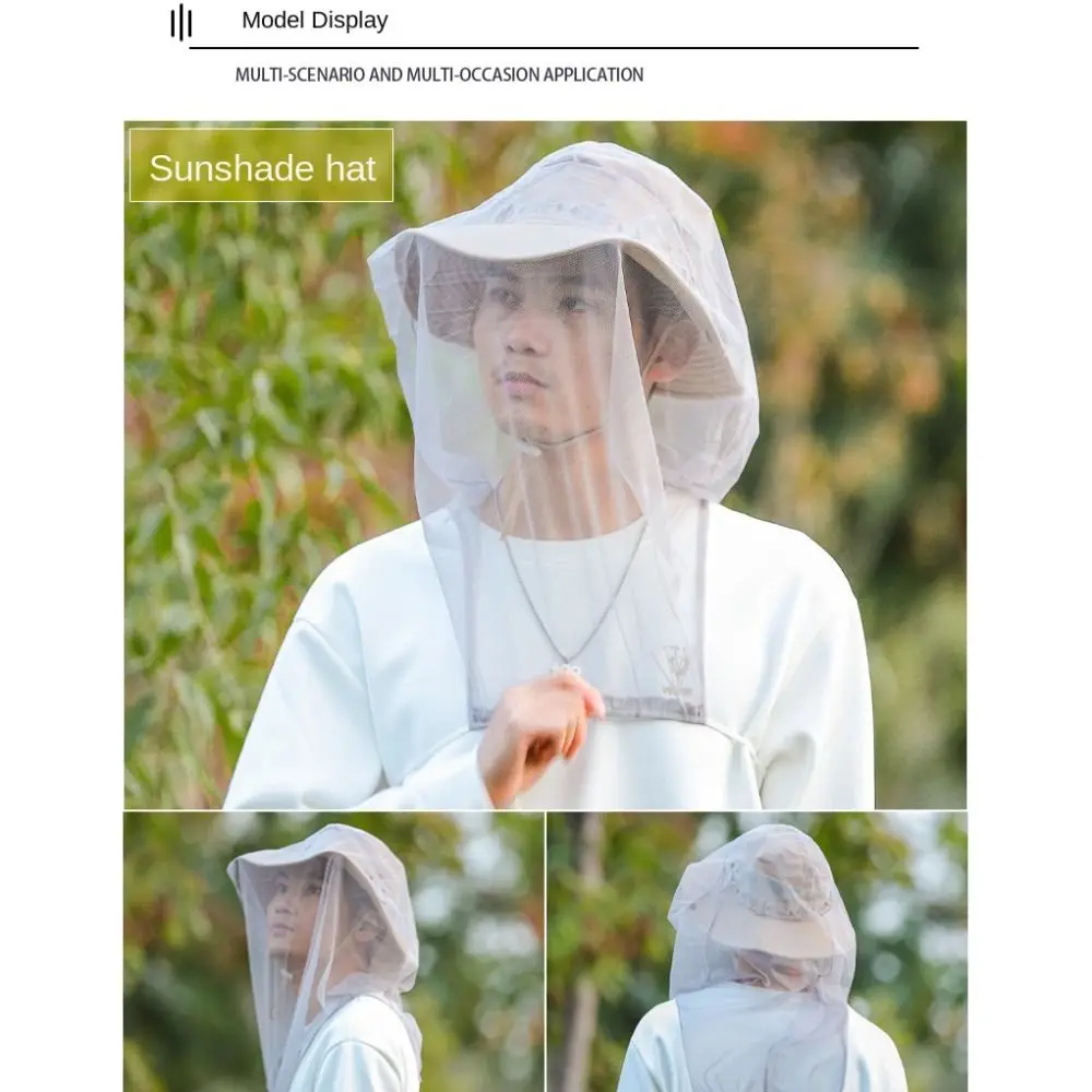 Фото Hat-Veil Солнцезащитная кепка Голова Маска для лица Защитная маска для головы Пчеловодство Шляпа Москитная сетка Насекомое Бджолая сетка Шляпа от насекомых Сетка от насекомых №3