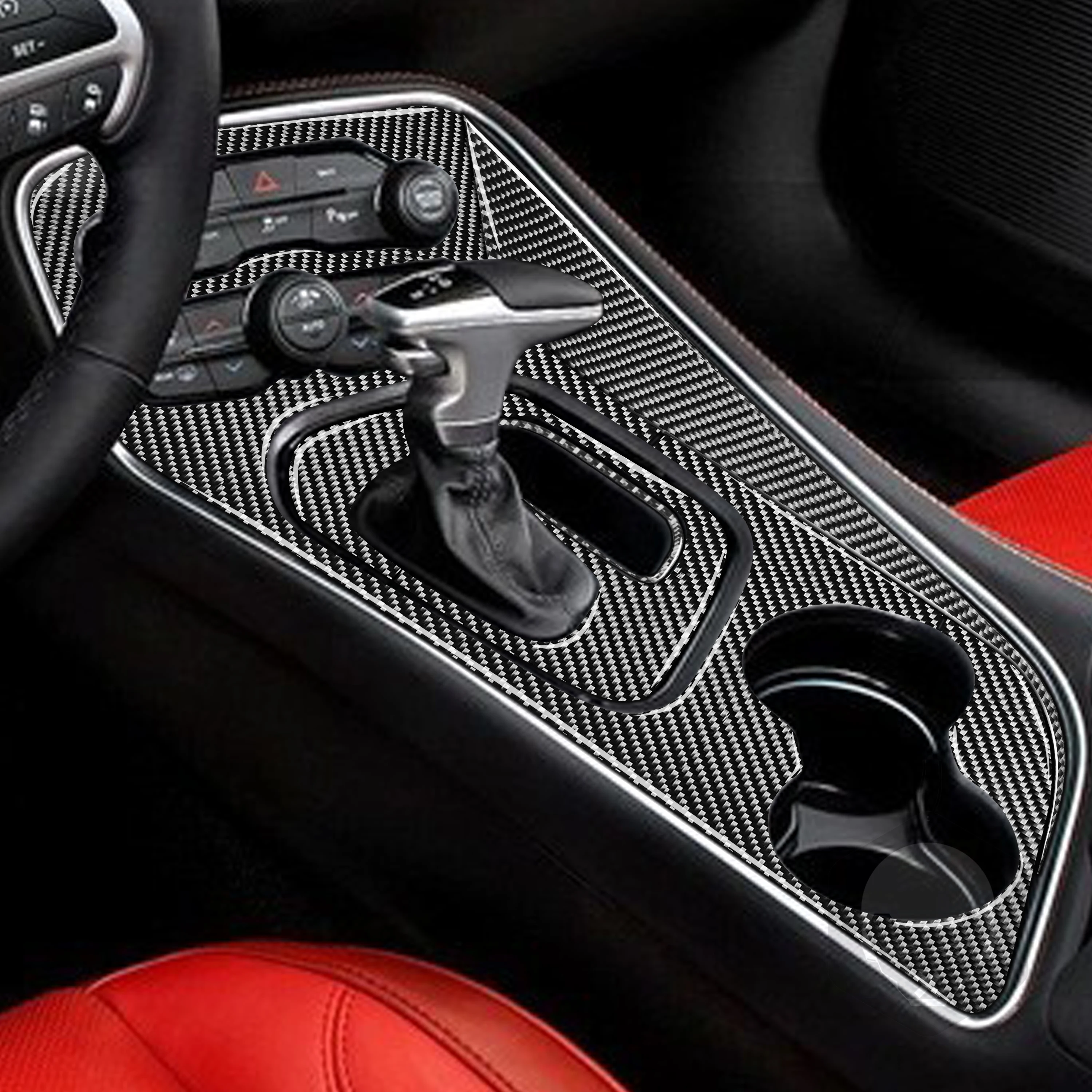 Для Dodge Challenger 2015-2020 панель переключения передач навигации из углеродного волокна