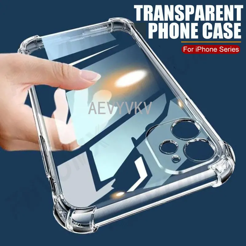 

10pcs Shockproof Protective Phone Case For iPhone 11 12 13 14 Pro Max XS Max X XR 8 7 Plus SE 2020 Clear Silicone Back Cover