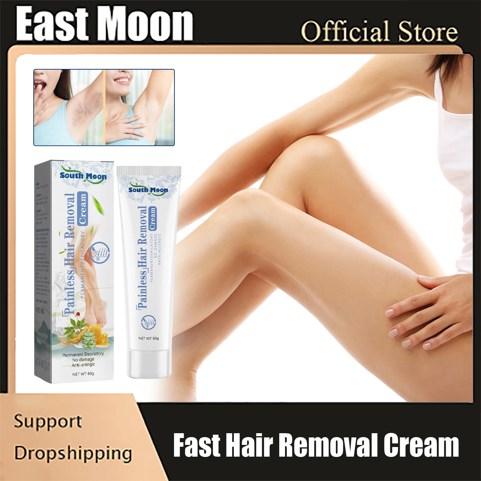 

Painless Hair Removal Cream Intimate Armpit Leg Arm Bikini Permanent Hair Growth Inhibitor Moisturizer Body Hair Removal Cream