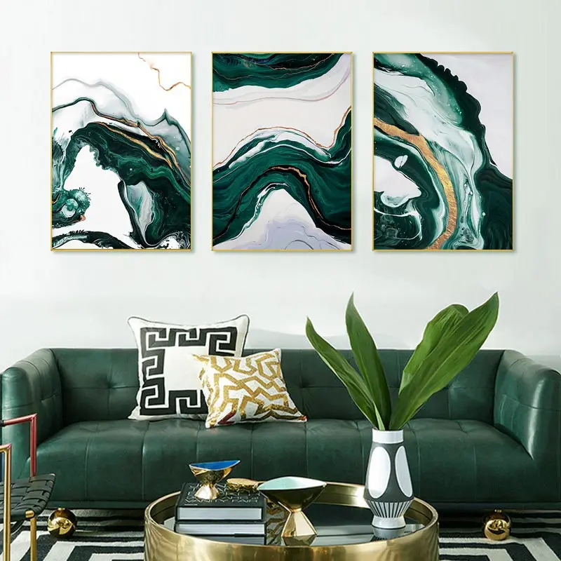 

Modern Green Marble Canvas Painting Wall Art Picture Abstract Luxury Poster and Print for Home Decor Interior Living Room Design