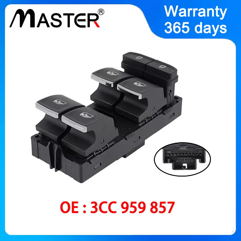 Хромированная кнопка переключения электрического стеклоподъемника 3CC 959857 Для