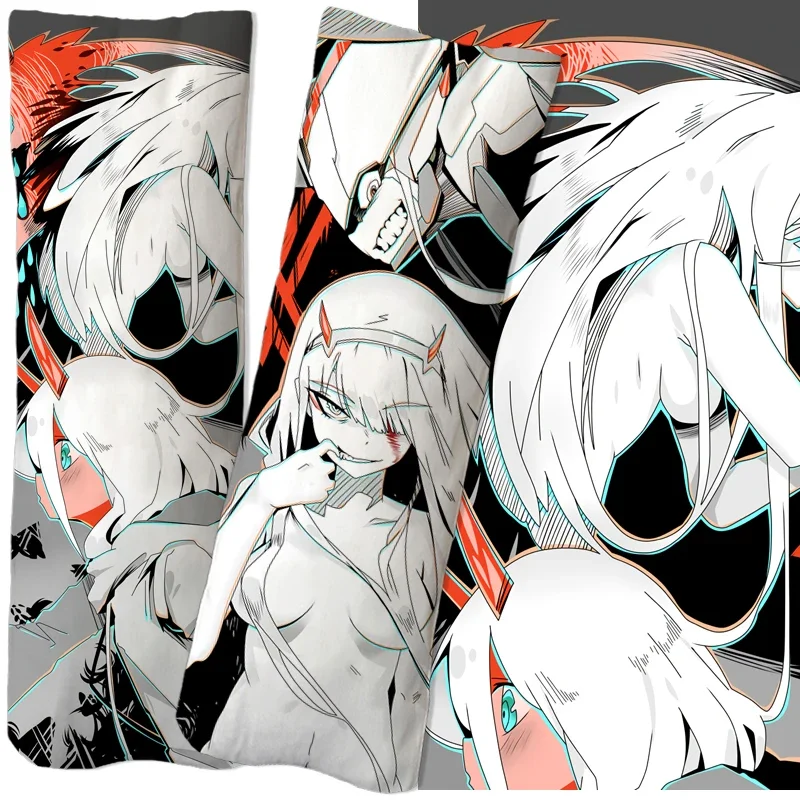 Наволочка дакимакура Zero Two Dakimakura с изображением аниме Дарлинг в FRANXX обнимающая