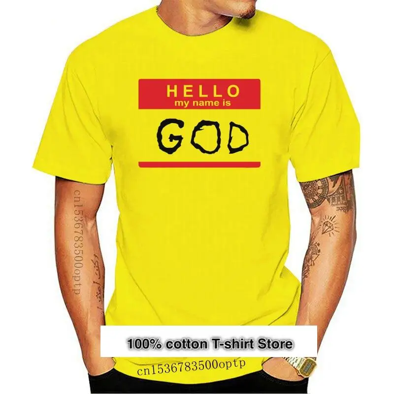 Ropa de hombre, gran regalo, camiseta Popular sin etiqueta, Hello My Name Is God