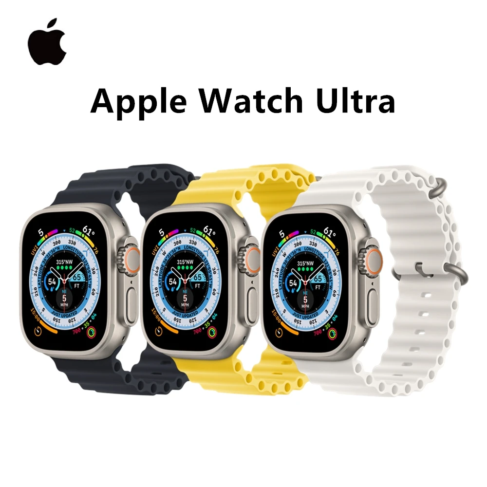 Новинка 2022, Смарт-часы Apple Watch Ultra 49 мм, титановая версия с браслетом Ocean, оксиметр в крови, Водонепроницаемость 100 м (обновленный)