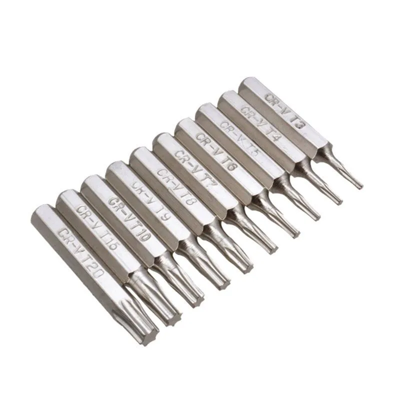 

10PCS CR-V Torx Screwdriver Bits Set T3 T4 T5 T6 T7 T8 T9 T10 T15 T20 Mobile Repair Bit Plum Blossoms Repairing Head Hand Tools