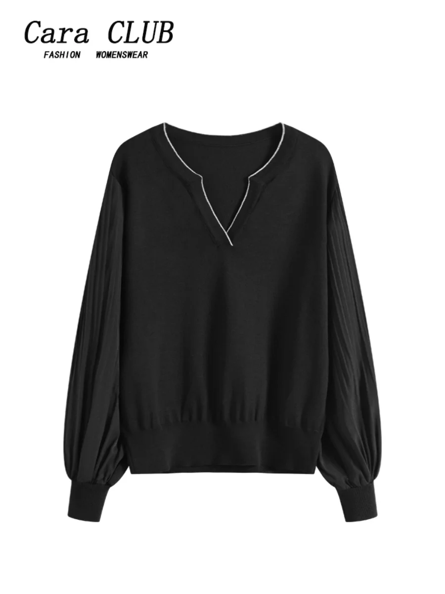 Plus Size Cara Club Plus size Long sleeve Knit Women 2024 Autumn Fat Sister mm Belly Covering Slimming Chic Top