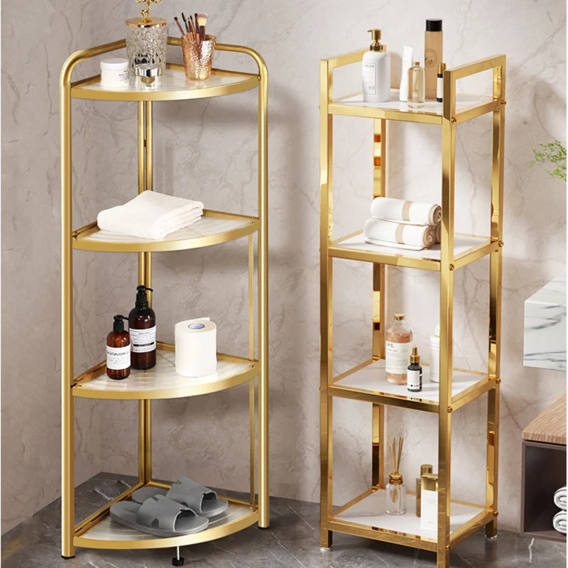 

Light Luxury Bathroom Floor in Bathroom Toilet Paper Holder Toilet Soap Holder Multilayer Triangular Storage Shelf