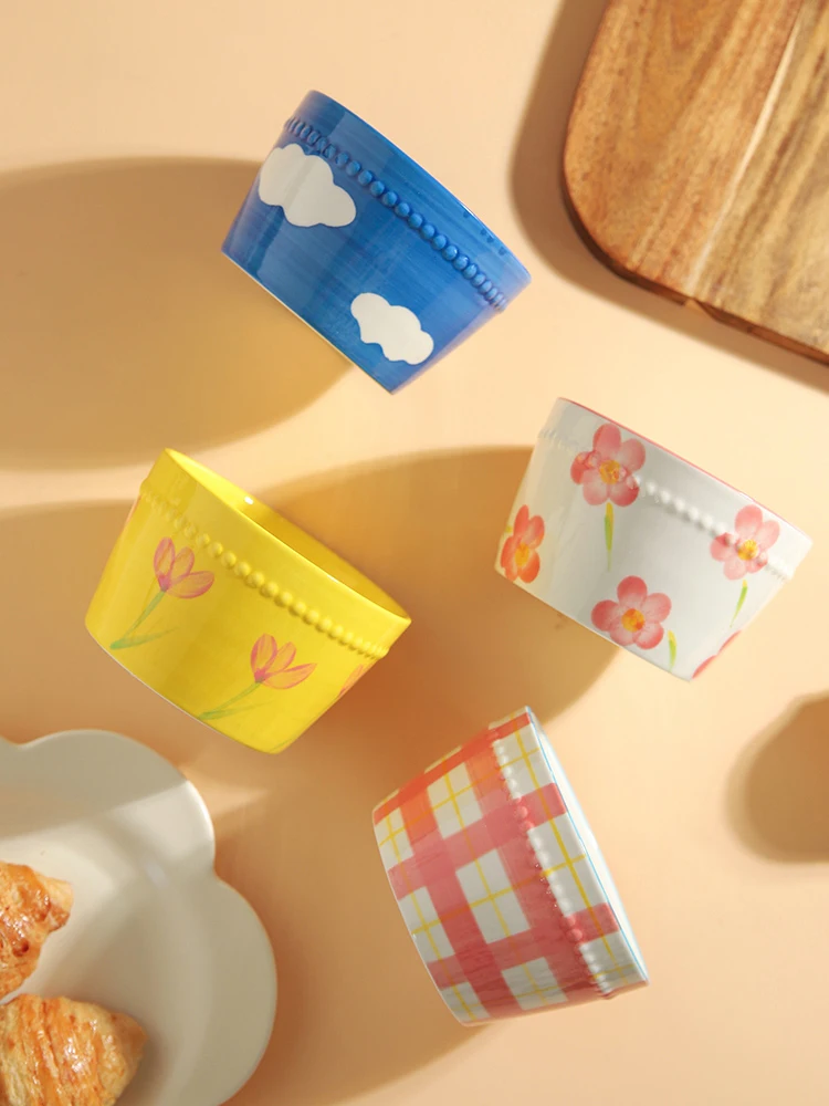

Ceramic Bowl High Appearance Level Dessert Bowl Home Cute Girl Heart Oatmeal Yogurt Bowl
