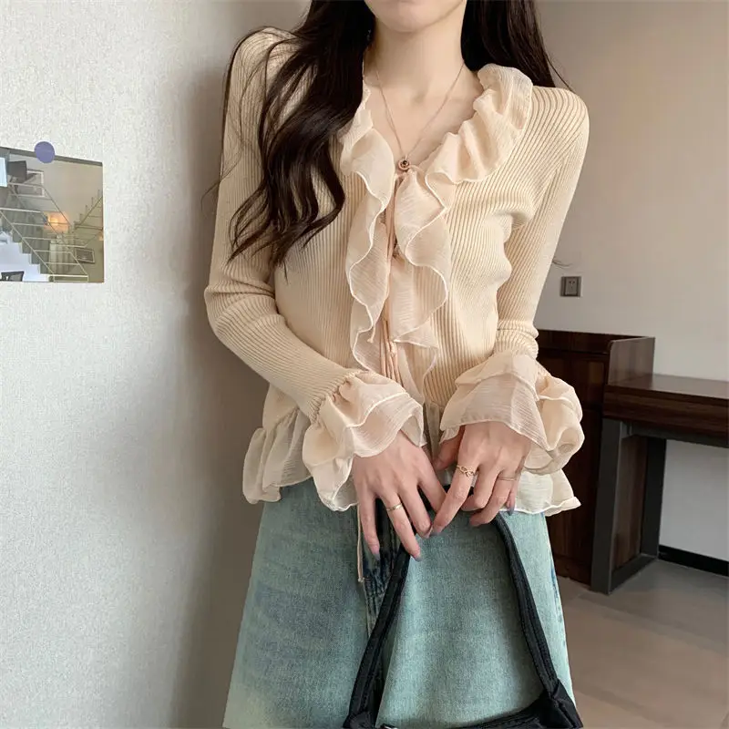 Высококачественный вязаный свитер с французским грибком и нишей женского