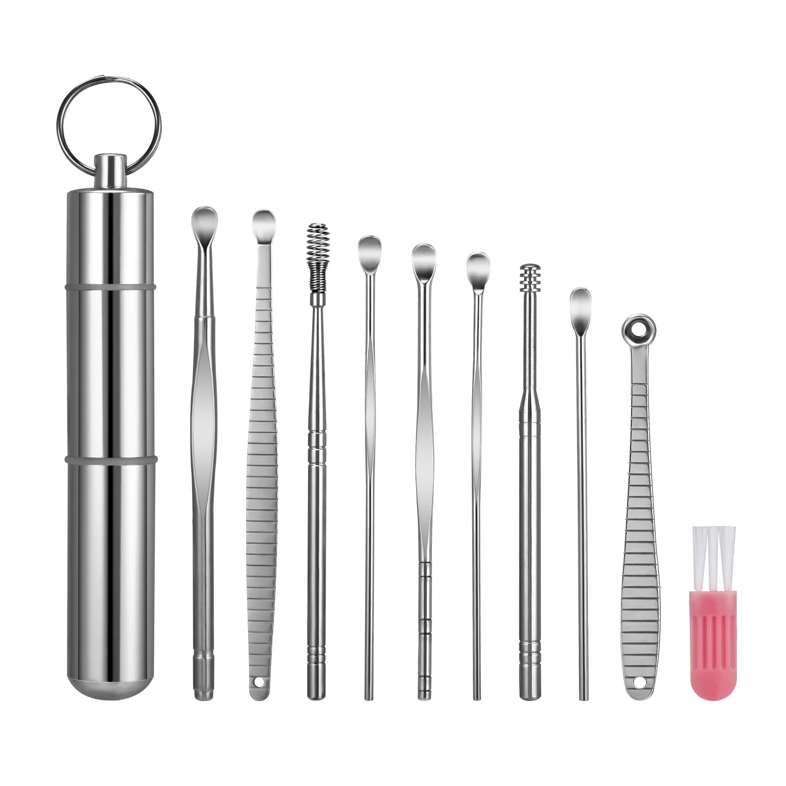 

Earpick Curette Ear Cleaner 10PCS Set Reusable Ear Cleaning Tool for Earwax Removal Spring Spoon Ear Pick Cleanser Wax Remover