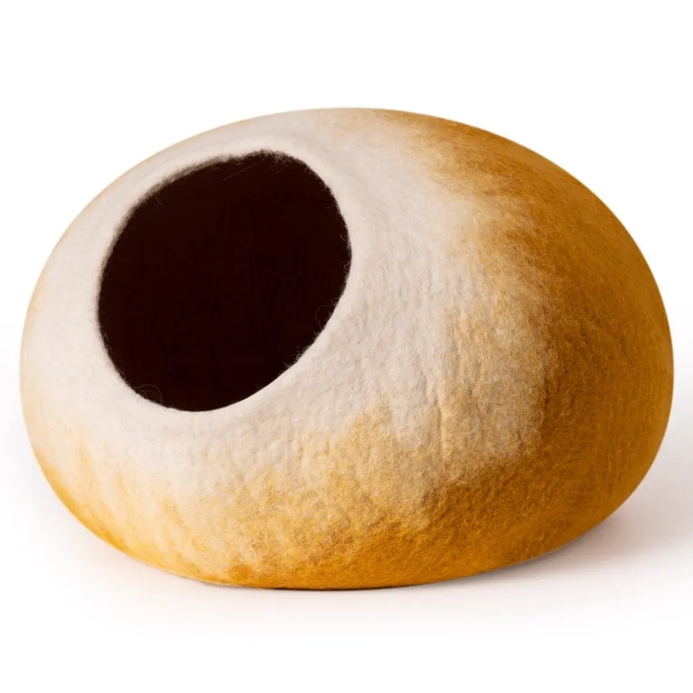 

Cave Bed - Wool Caves for Indoor Cats - Honey