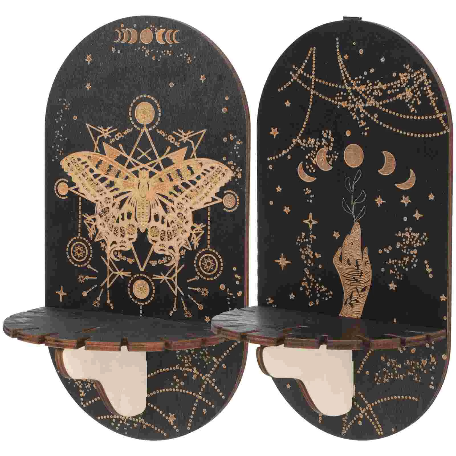 

2 Pcs Bohemian Decor Crystal Display Stand Accessory Hanging Hand Frame Black Decorative Mysterious Child