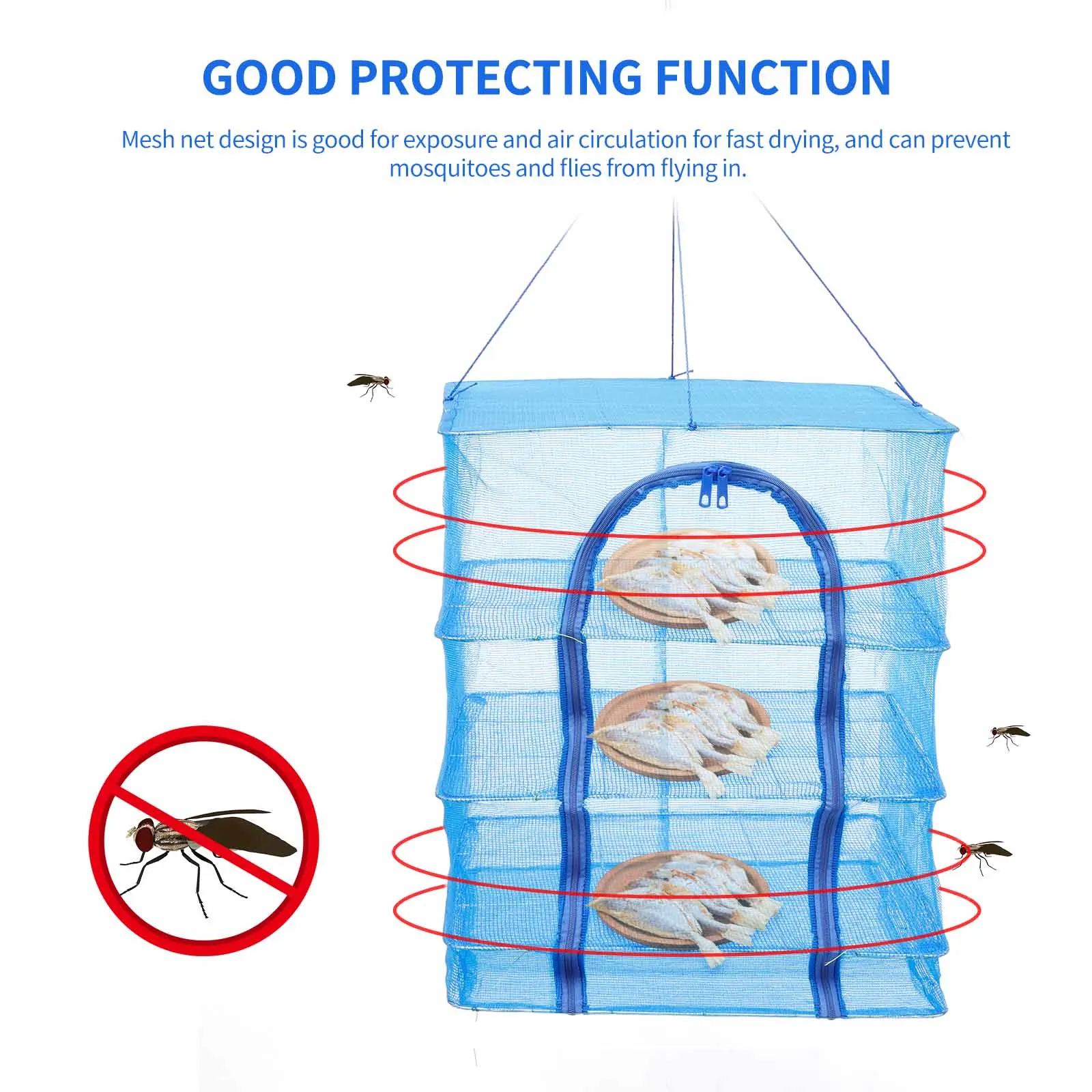 Foldable 4 Layers Drying Fishing Net Rack Hanging Vegetable Fish Dishes Dryer PE Hanger Accessories | Спорт и развлечения