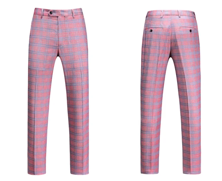 Мужской клетчатый костюм из 2 предметов свадебное платье куртка и брюки розовый