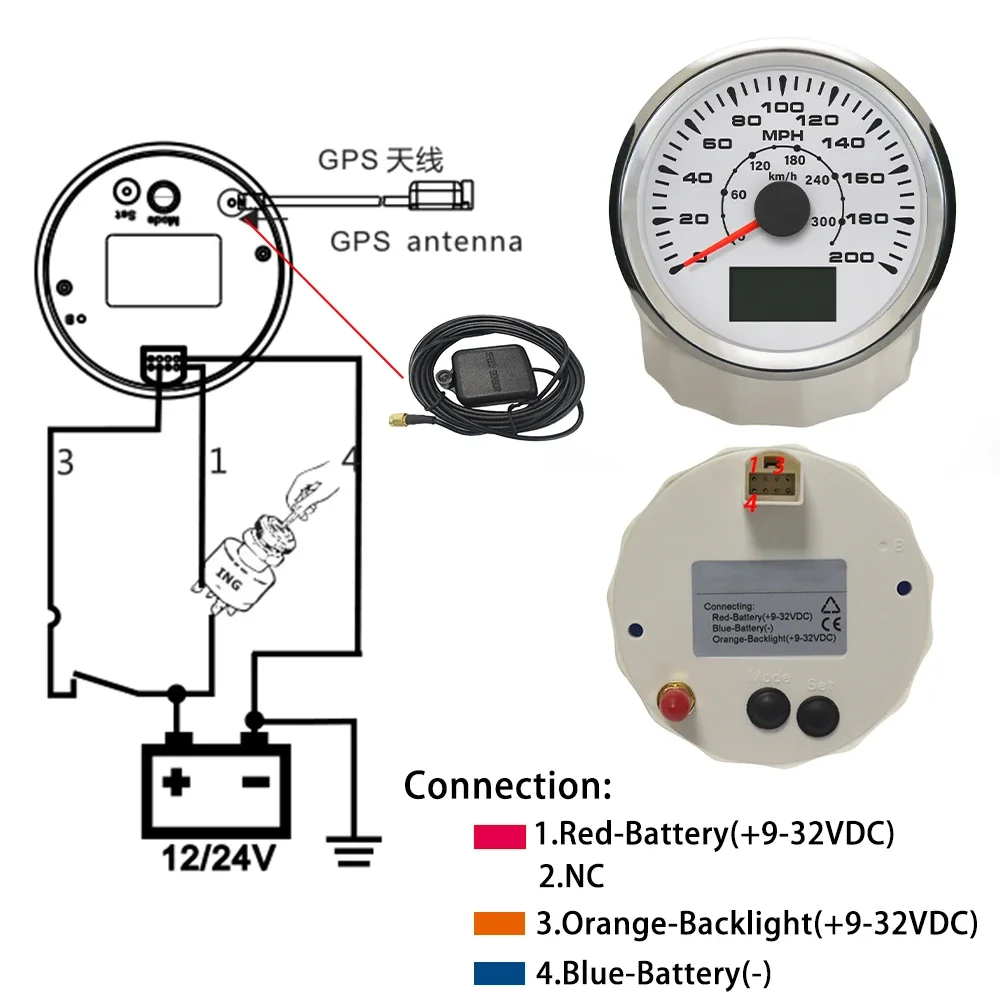 85 мм GPS-спидометр 0-35MPH 0-80MPH 0-160MP 0-200MPH Одометр Пробег с 8 цветами подсветки для