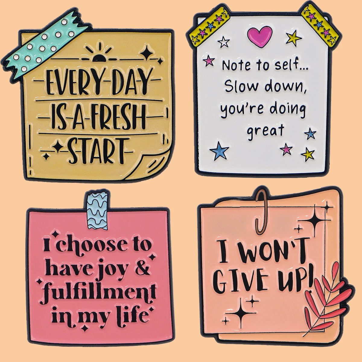 Эмалированные булавки с цитатами для самостоятельного улучшения лацканов