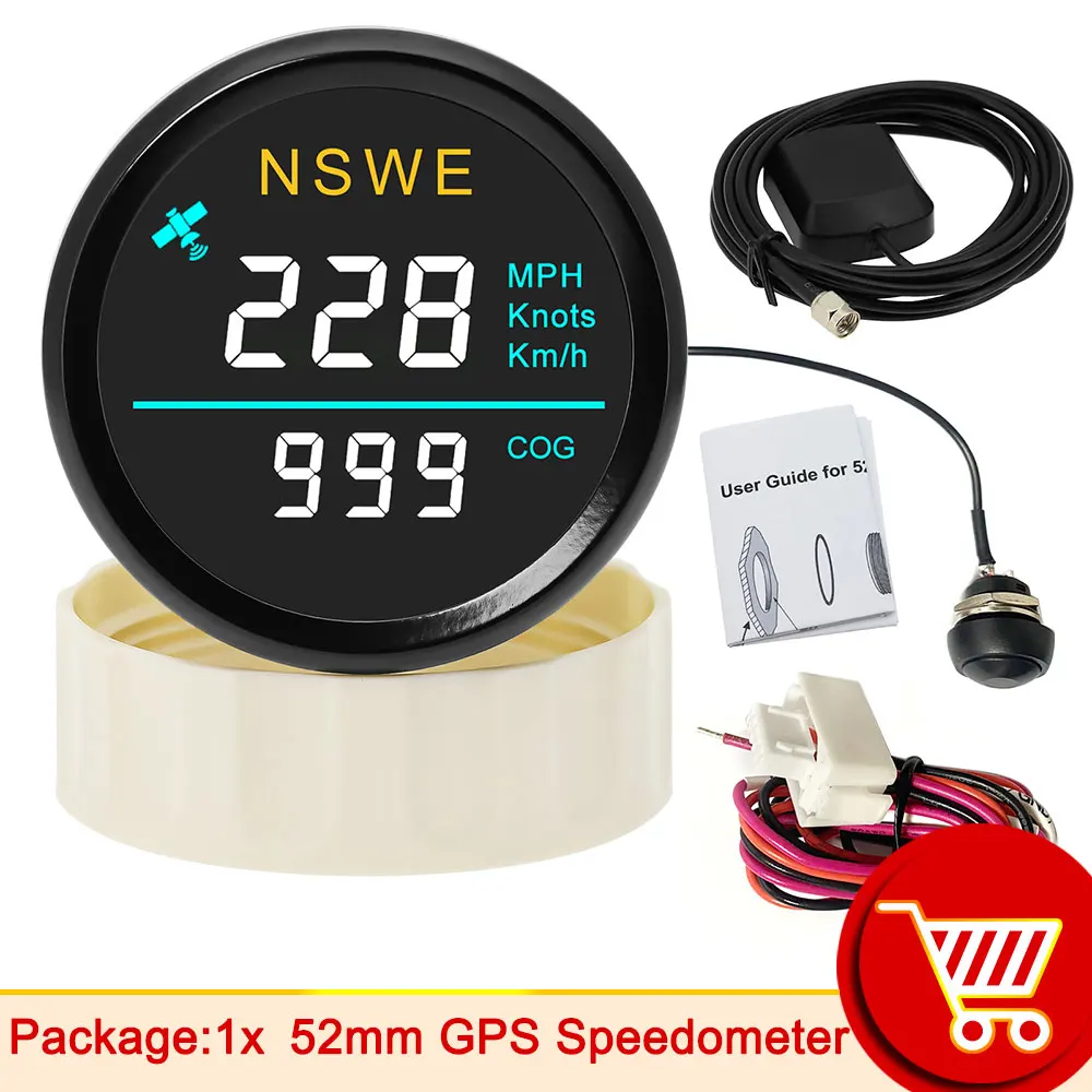 

Цифровой мини-спидометр GPS 52 мм + GPS-антенна MPH Узел Км/ч COG Датчик скорости Датчик скорости Мотоцикл Лодка Измеритель по индивидуальному заказу