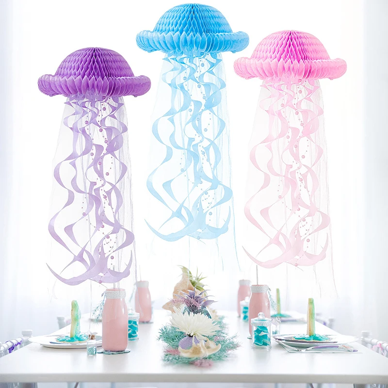 

Ocean Animal DIY Hanging Jellyfish Honeycomb Lanterns Kids Birthday Party Baby Shower Decorations Children's Day Decor Supplies