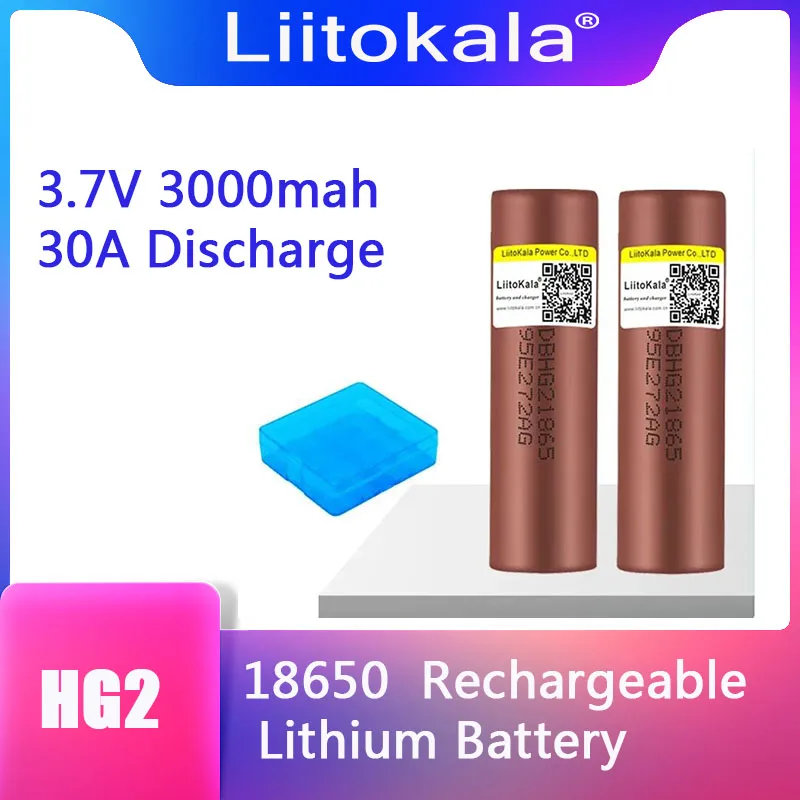 1-30 шт. Liitokala HG2 + коробка 18650 3000 мАч разрядная аккумуляторная батарея высокой