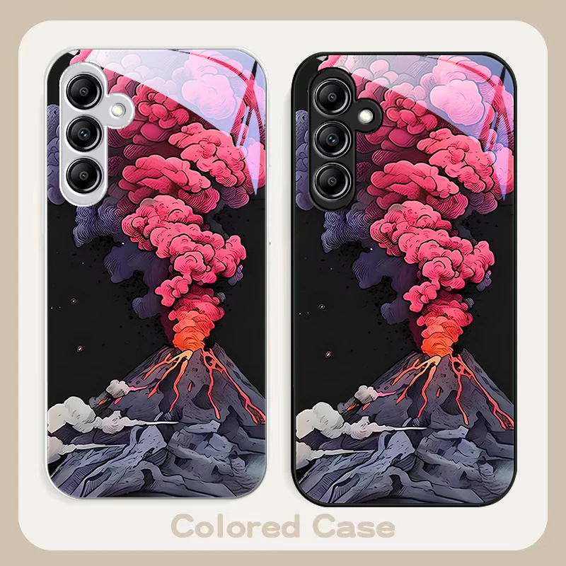 Simple Pink Volcanic for Samsung Galaxy A01 02 03 Core A04 A14 4G A13 54 34 31 20 25 23 22 5G S21 Ultra S20 glass phone case