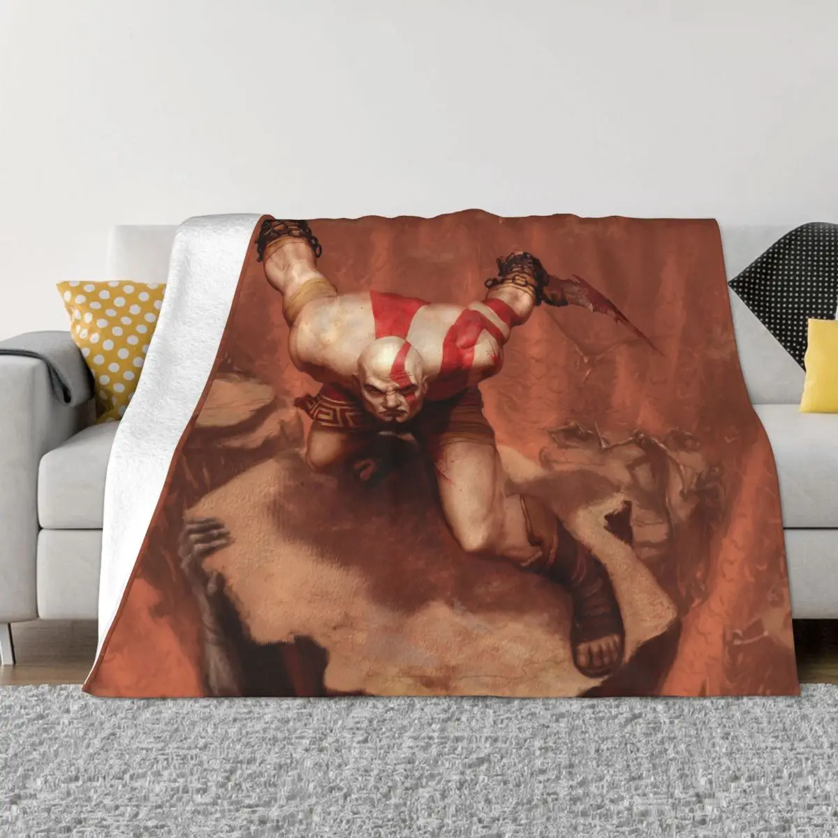 

God Of War Warrior Blankets Flannel Spring/Autumn Kratos Game Super Soft Throw Blankets for Home Outdoor Plush Thin Quilt