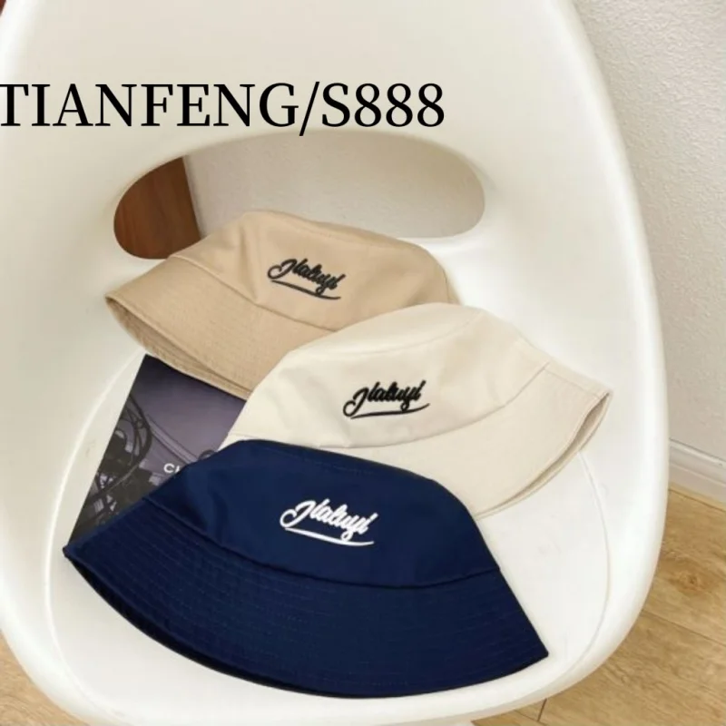 

Hat Simple All-Matching Fisherman Hat Women's Summer Sun-Proof Bucket Hat Letters Face-Looking Small Bucket Hat Couple Fashion