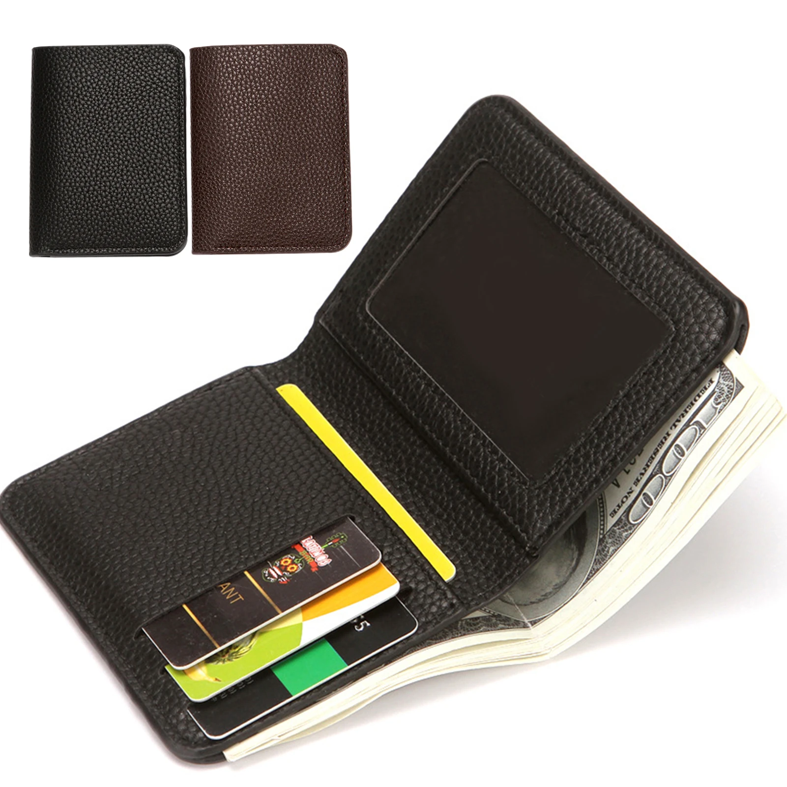 

PU Leather Men's Short Wallet Portable Multipurpose Foldable Card Holder with Multi-Card Slot Card Case Great Gift Durable d88