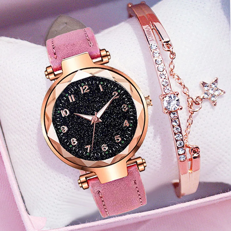 

Fashion Women Watches Best Sell Star Sky Dial Clock Luxury Women's Bracelet Ladies Watch Quartz Wristwatches Relogios Feminino