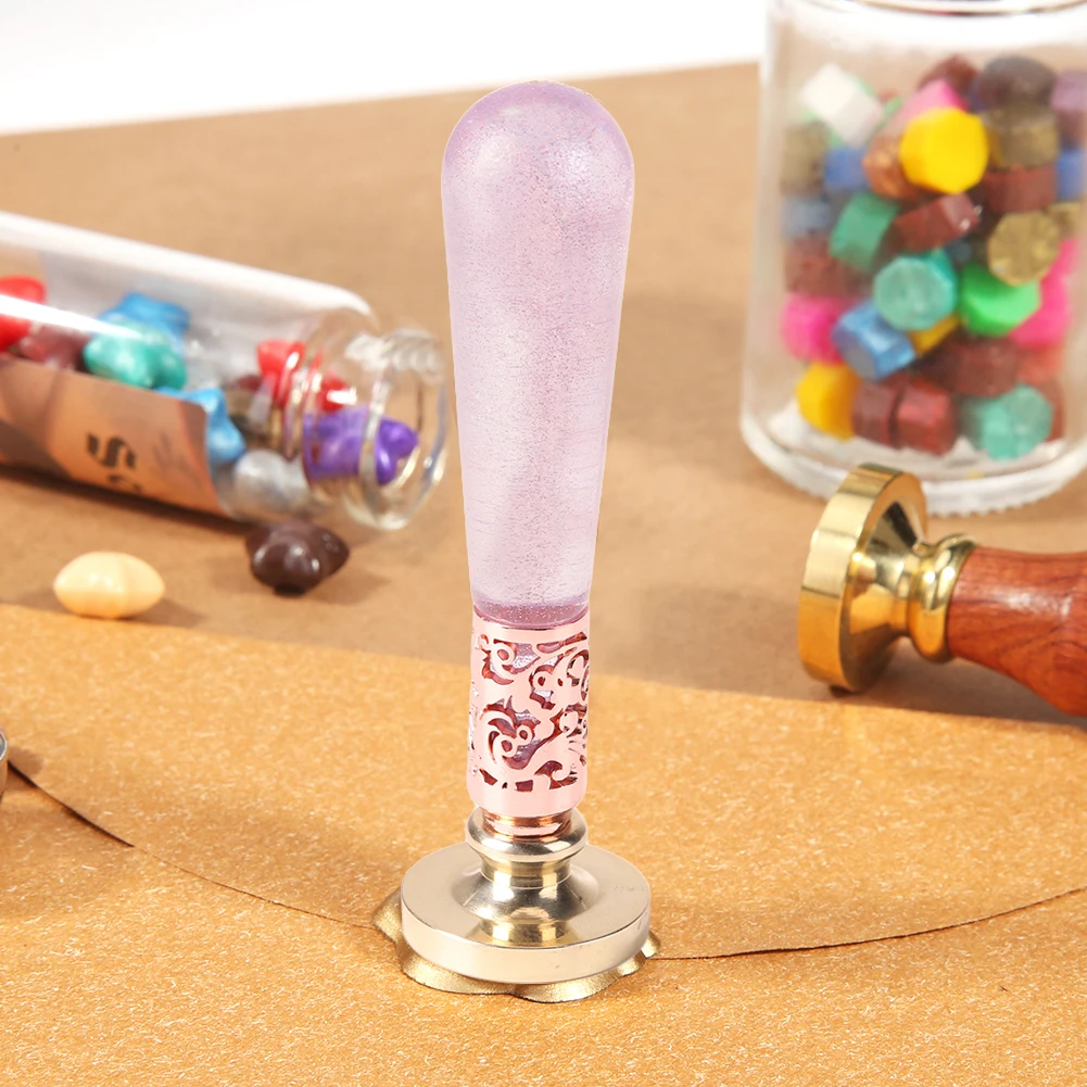 

Crystal Wax Seal Stamp Handle Wedding Invitations Retro Wax Sealing Stamp Resin Handle Grip Customs Post Stamping Art Decor