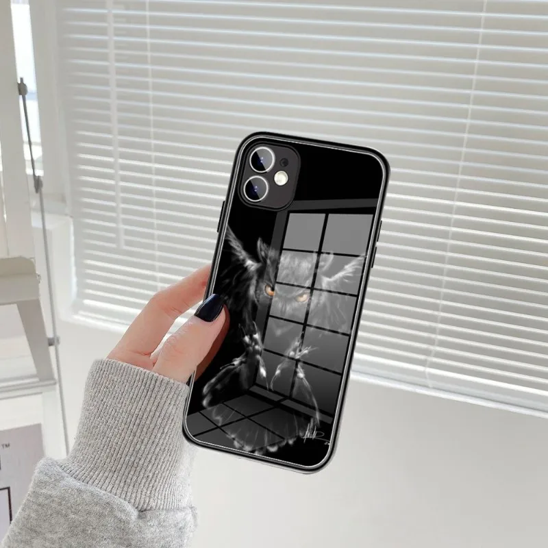 cool Owl animal Phone Case Glass for IPhone 11 12 13 14 Pro XR XS MAX 8 X 7 14 Plus SE 13 Pro Design Iphone Covers