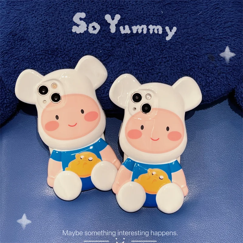 

Fashion Luxury Cute 3D Bear Phone Cases For iphone 13 12 Pro 11 XS Max XR X IMD Anticollision Antislip Lovely Iphone Back Cover
