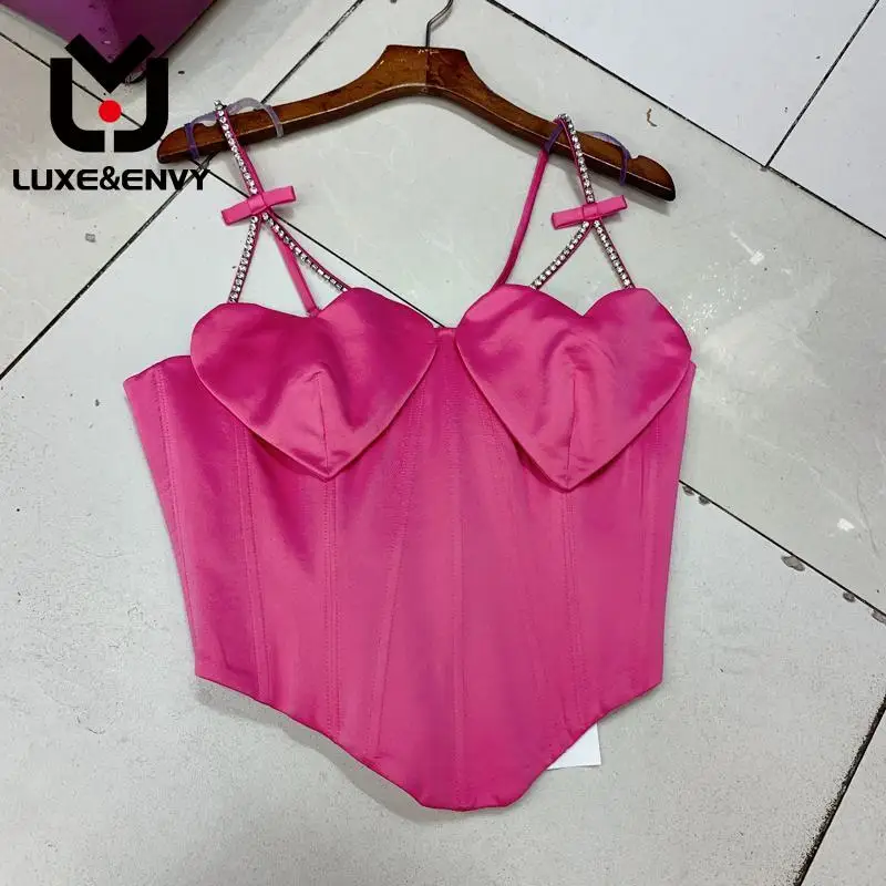 

Роскошный сексуальный облегающий топик люкс & ENVY для девушек с бантом Love и талией в виде рыбьей косточки, женский летний топик 2023