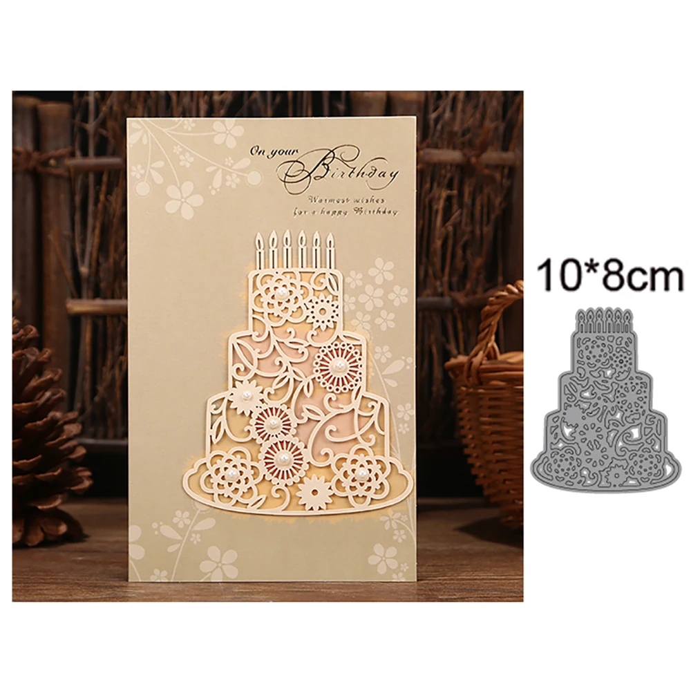 Birthday Cake Flowers Metal Cutting Dies 2022 New Scrapbooking Craft Album Stamps Embossing For Card Making Stencil Frame