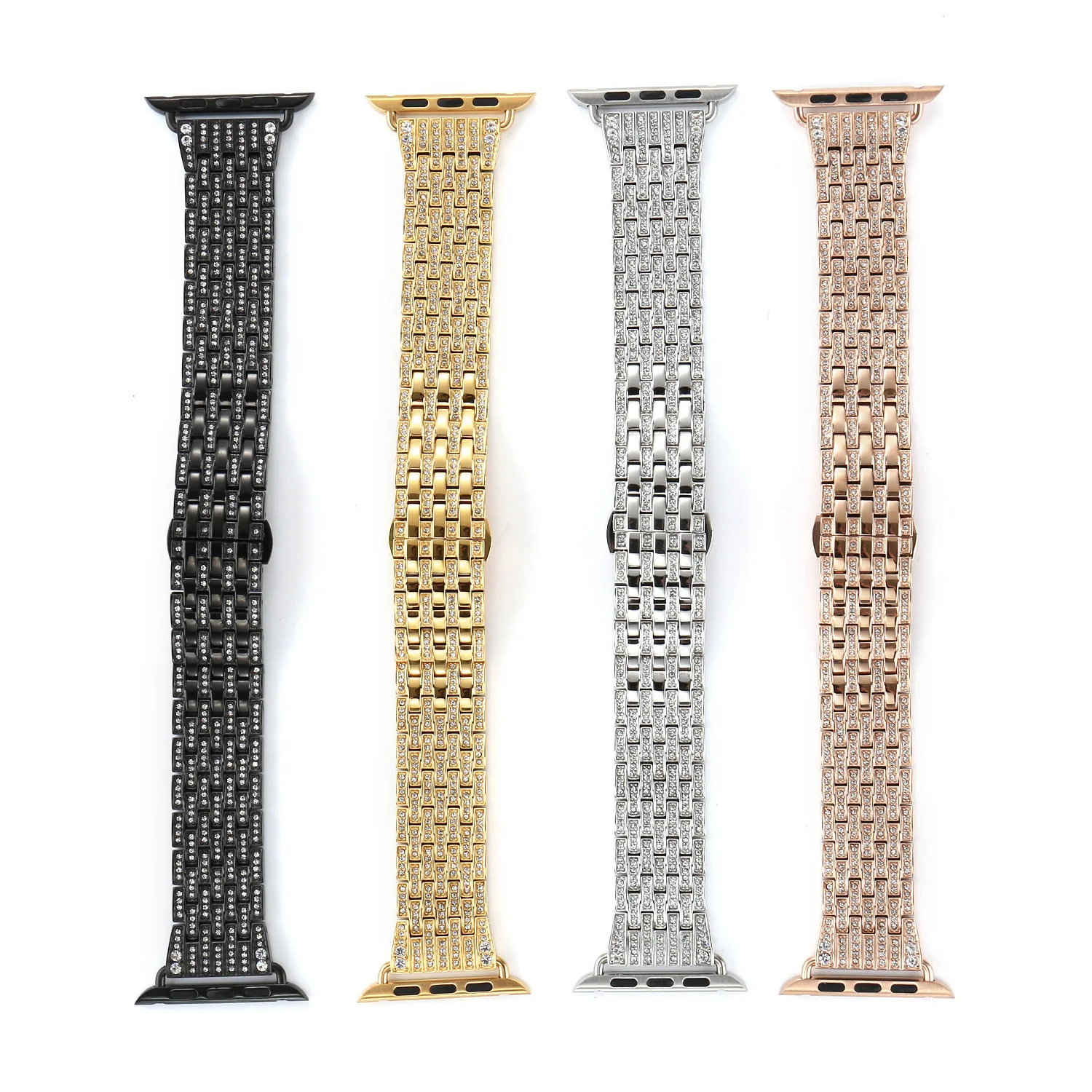 Luxury Diamond Stainless Steel Bracelet For Apple Watch Series 1 2 3 38mm 40mm  iwatch 4 5 6 44mm 42mm Womens Metal Wristband