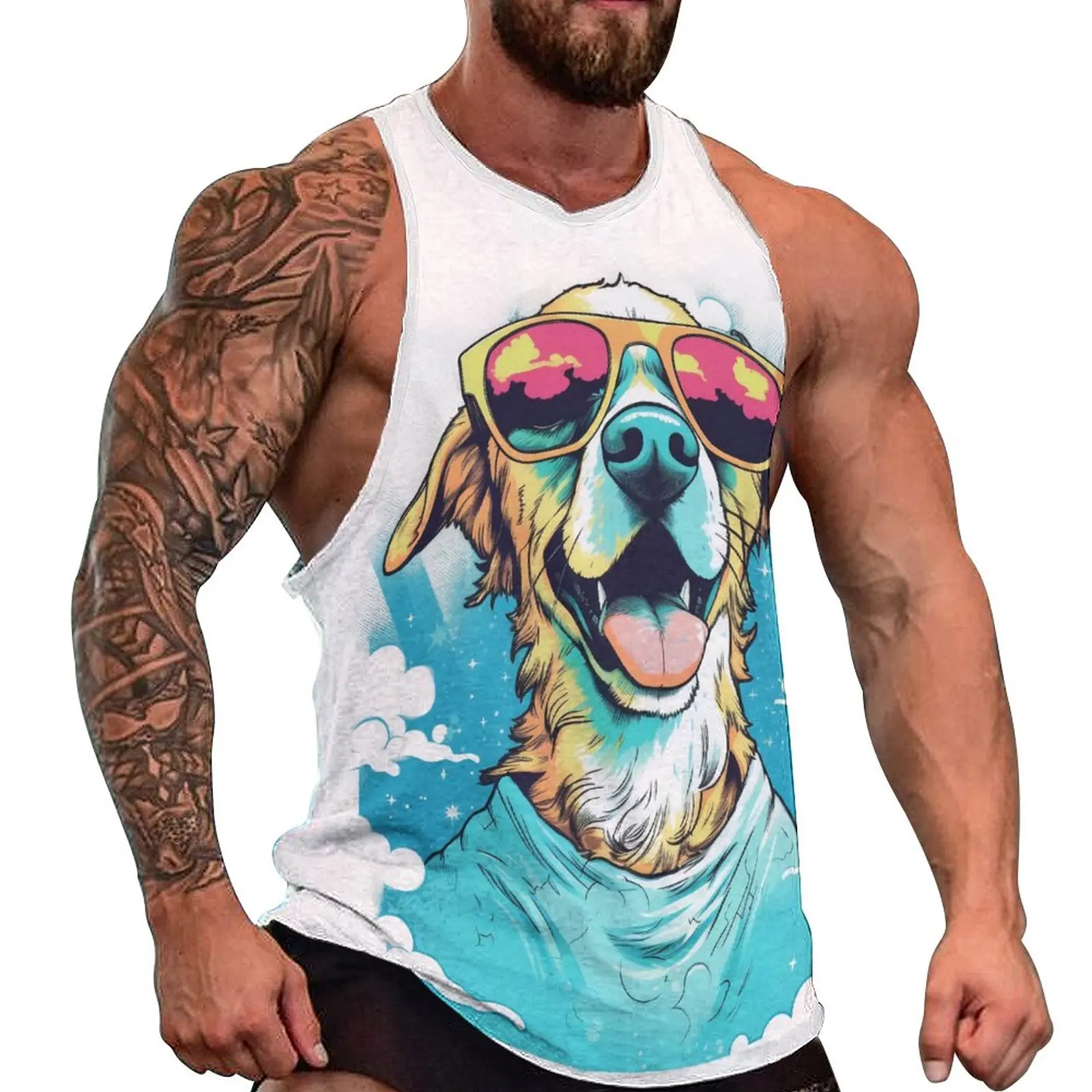 

Dog Tank Top Male Sky Crazy Tops Summer Design Bodybuilding Vintage Oversize Sleeveless Vests