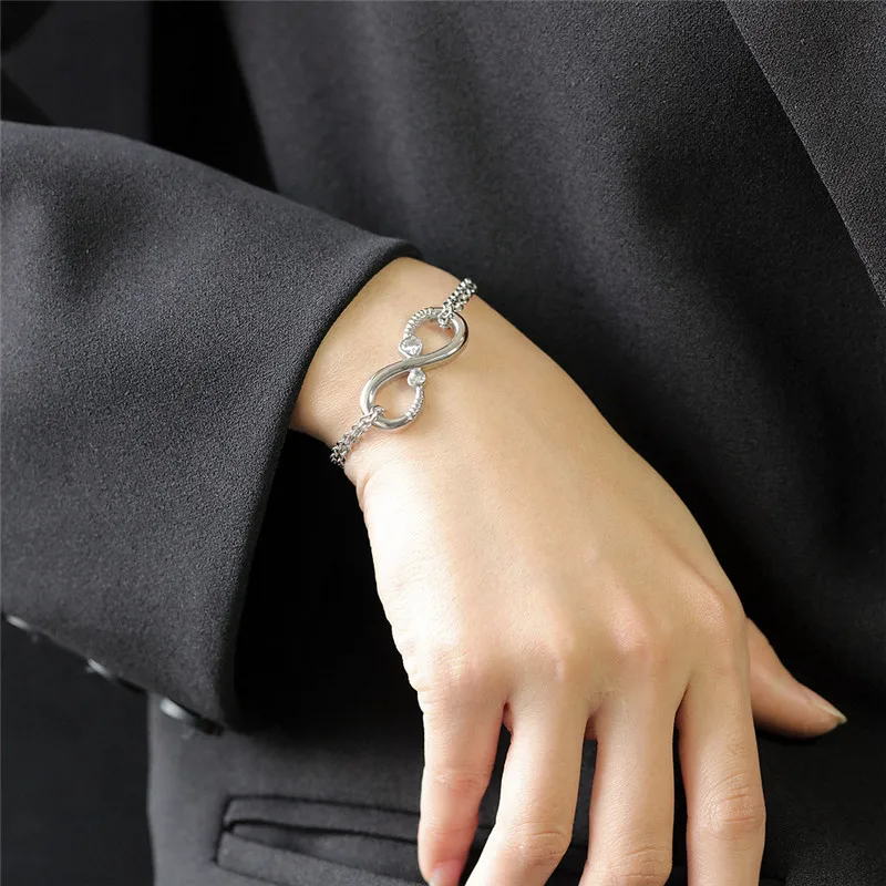 

Japanese Minimalist Heart 8 Zircon Bracelet Women Light Luxury Temperament Banquet Gift Jewelry